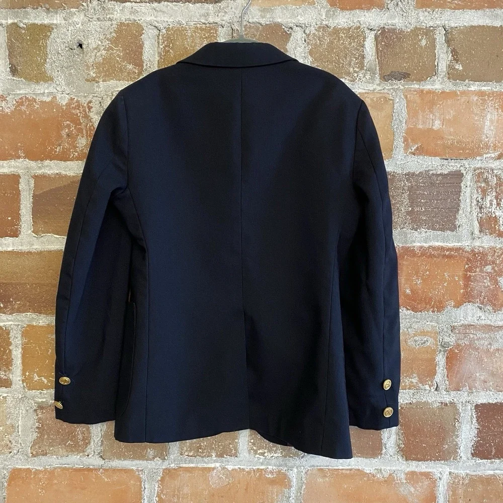 Vintage Christian Dior Jeune Homme Blazer Navy Gold Buttons Wool Boys Size 10
